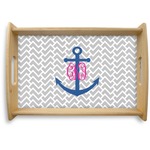 Monogram Anchor Natural Wooden Tray - Small (Personalized)