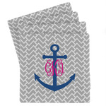 Monogram Anchor Absorbent Stone Coasters - Set of 4