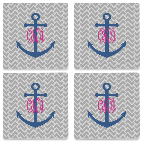 Monogram Anchor Set of 4 Sandstone Coasters - See All 4 View