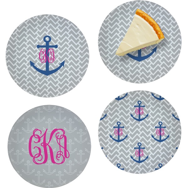 Monogram Anchor Set of Appetizer / Dessert Plates