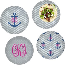 Monogram Anchor Set of 4 Glass Lunch / Dinner Plate 10"