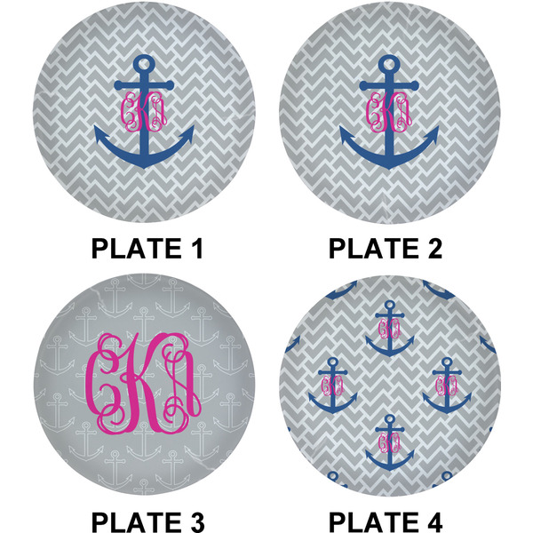 Monogram Anchor Set of Lunch / Dinner Plates (Approval)