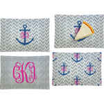 Monogram Anchor Set of 4 Glass Rectangular Appetizer / Dessert Plate