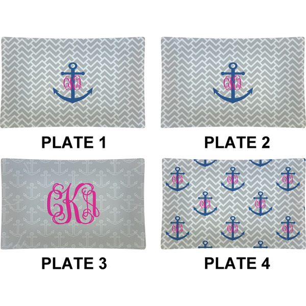 Monogram Anchor Set of Rectangular Dinner Plates (Approval)