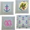 Monogram Anchor Set of 4 Glass Square Lunch / Dinner Plate 9.5" (Personalized)