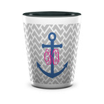 Monogram Anchor Ceramic Shot Glass - 1.5 oz - Two Tone - Set of 4