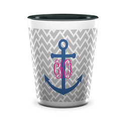 Monogram Anchor Ceramic Shot Glass - 1.5 oz - Two Tone - Single