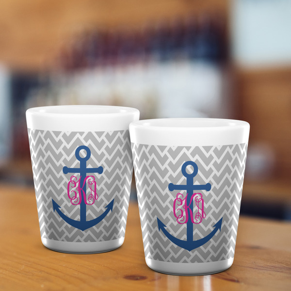 Monogram Anchor Shot Glass - White - LIFESTYLE