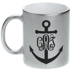 Monogram Anchor Metallic Silver Mug