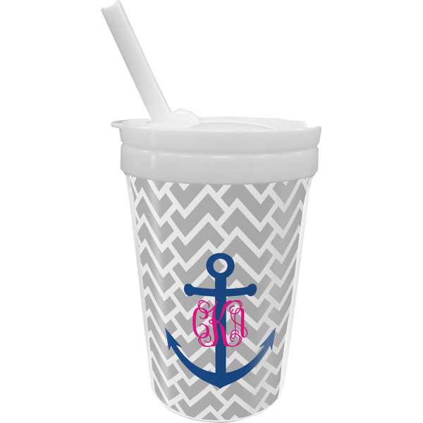 Custom Monogram Anchor Sippy Cup with Straw