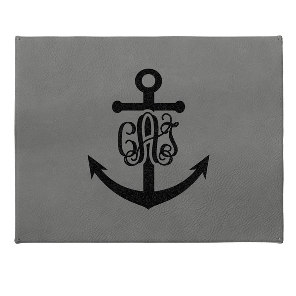 Monogram Anchor Small Engraved Gift Box with Leather Lid - Approval
