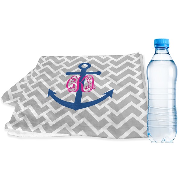 Custom Monogram Anchor Sports & Fitness Towel (Personalized)