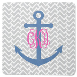 Monogram Anchor Square Rubber Backed Coaster (Personalized)