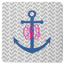 Monogram Anchor Square Rubber Backed Coaster (Personalized)