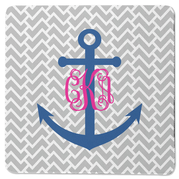 Monogram Anchor Square Coaster Rubber Back - Single
