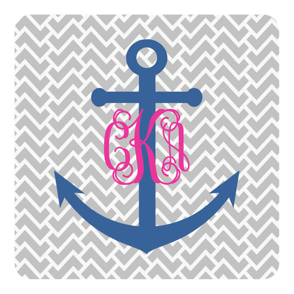 Custom Monogram Anchor Square Decal - Large (Personalized)