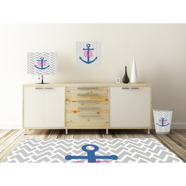Monogram Anchor Square Wall Decal Wooden Desk