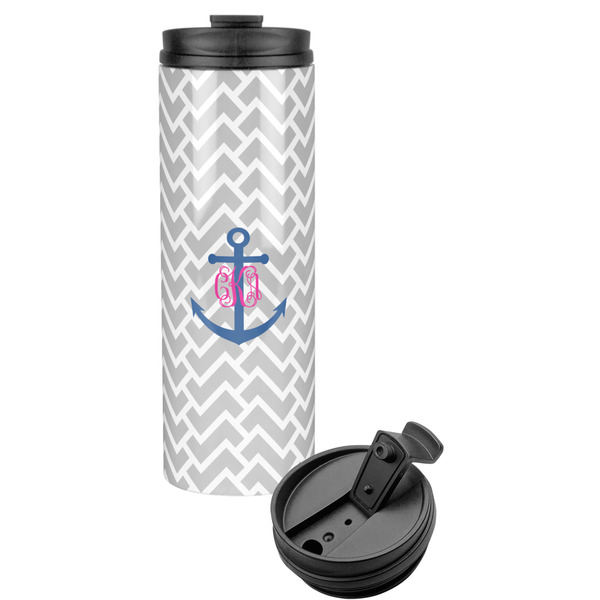 Custom Monogram Anchor Stainless Steel Skinny Tumbler