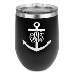 Monogram Anchor Stemless Stainless Steel Wine Tumbler - Black - Double Sided