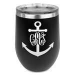 Monogram Anchor Stemless Wine Tumbler - 5 Color Choices - Stainless Steel  (Personalized)