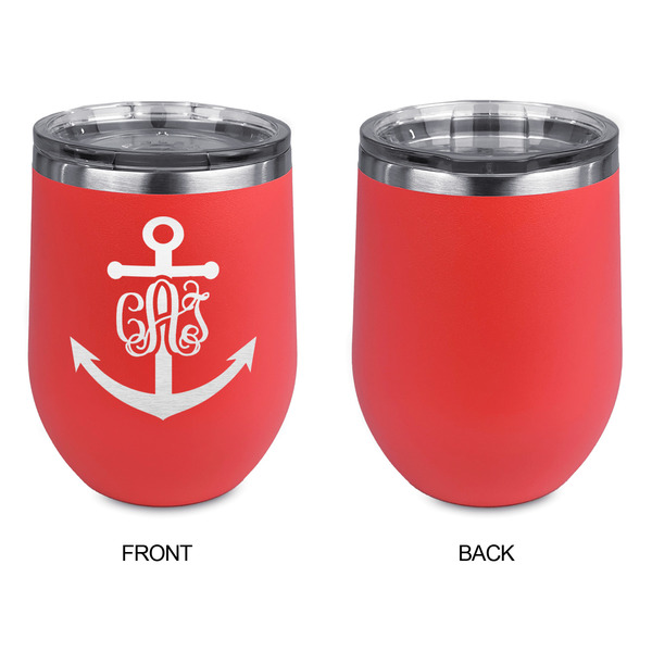 Monogram Anchor Stainless Wine Tumblers - Coral - Single Sided - Approval