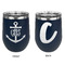 Monogram Anchor Stainless Wine Tumblers - Navy - Double Sided - Approval