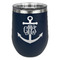 Monogram Anchor Stainless Wine Tumblers - Navy - Double Sided - Front