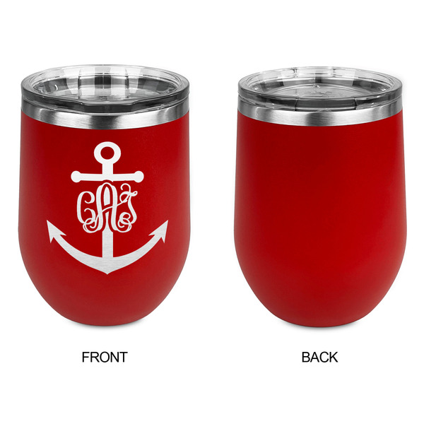 Monogram Anchor Stainless Wine Tumblers - Red - Single Sided - Approval