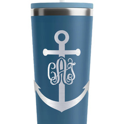 Monogram Anchor RTIC Everyday Tumbler with Straw - 28oz - Steel Blue - Double-Sided