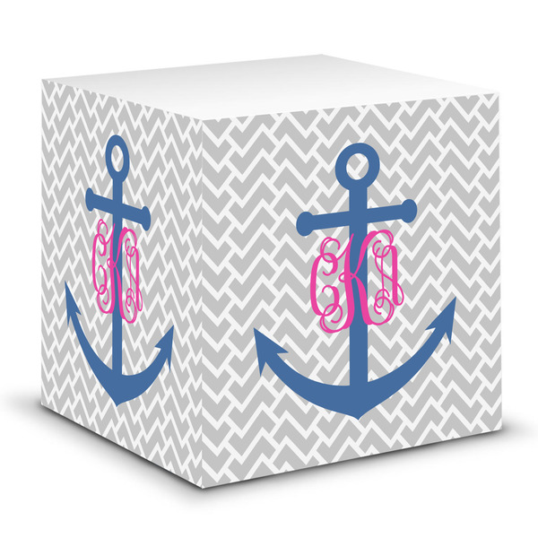 Custom Monogram Anchor Sticky Note Cube (Personalized)