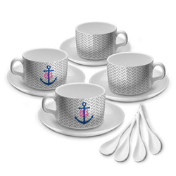 Monogram Anchor Tea Cup - Set of 4 (Personalized)