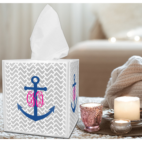 Monogram Anchor Tissue Box - LIFESTYLE