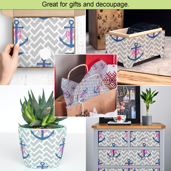 Monogram Anchor Tissue Paper - In Use Collage