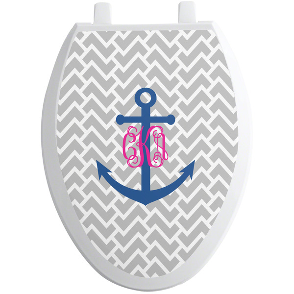 Monogram Anchor Toilet Seat Decal Elongated