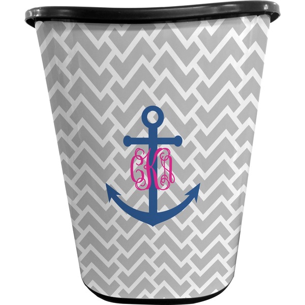 Monogram Anchor Trash Can Black