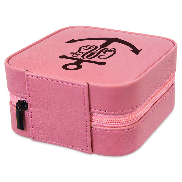 Monogram Anchor Travel Jewelry Boxes - Leather - Pink - View from Rear