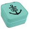 Monogram Anchor Travel Jewelry Boxes - Leatherette - Teal - Angled View