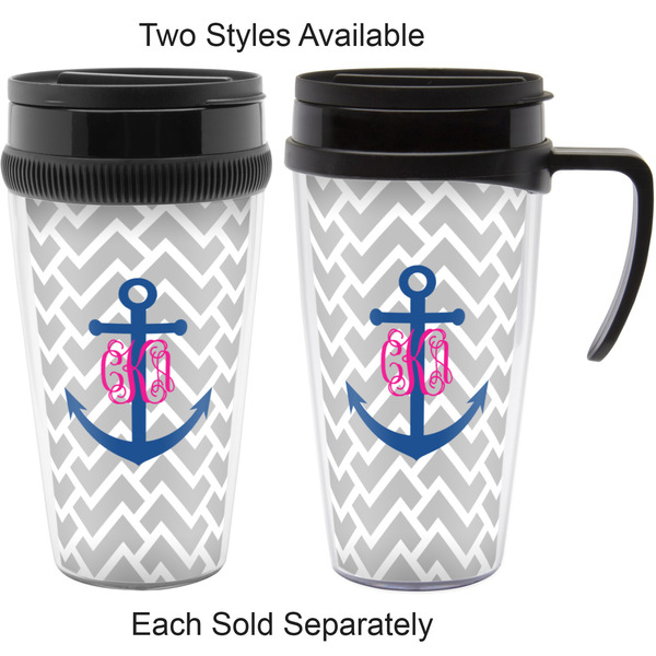 Monogram Anchor Travel Mugs - with & without Handle