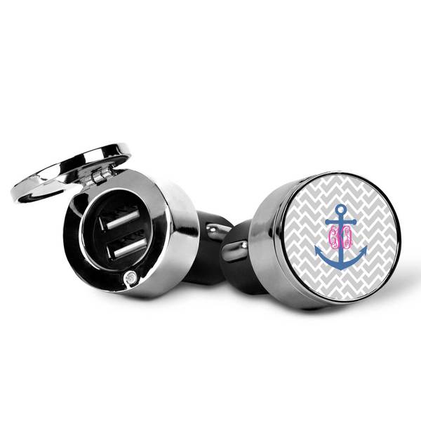 Monogram Anchor USB Car Charger