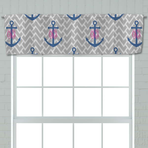 Monogram Anchor Valance - Closeup on window