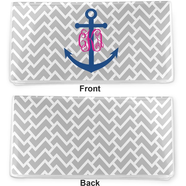 Monogram Anchor Vinyl Check Book Cover - Front and Back