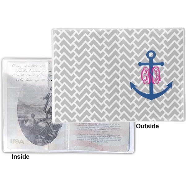 Monogram Anchor Vinyl Passport Holder - Flat Front and Back