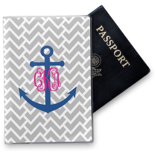 Custom Monogram Anchor Vinyl Passport Holder (Personalized)