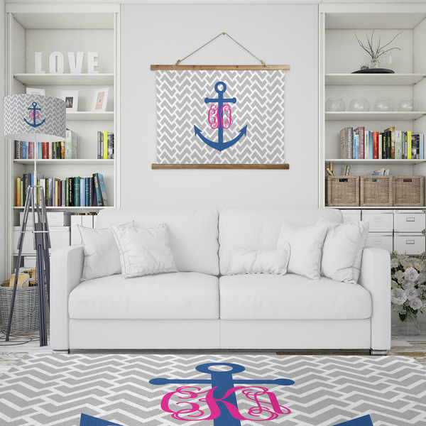 Monogram Anchor Wall Hanging Tapestry - IN CONTEXT