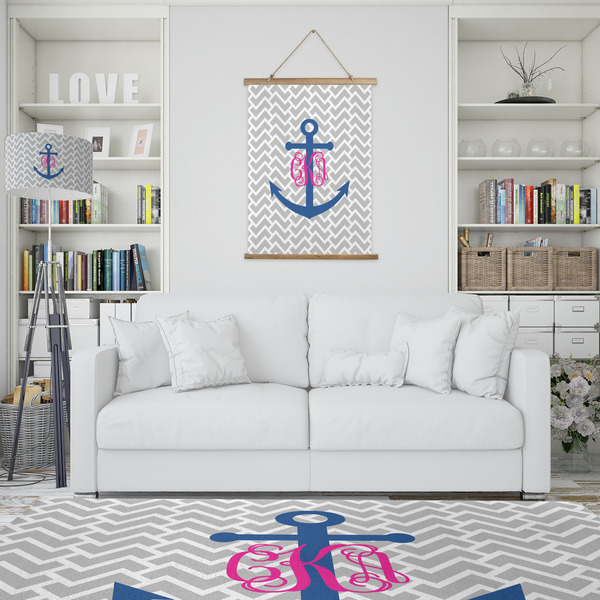 Monogram Anchor Wall Hanging Tapestry - Portrait - IN CONTEXT