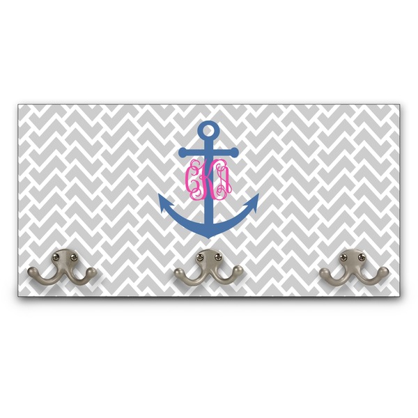 Custom Monogram Anchor Wall Mounted Coat Rack (Personalized)