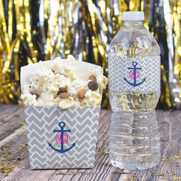 Monogram Anchor Water Bottle Label - w/ Favor Box