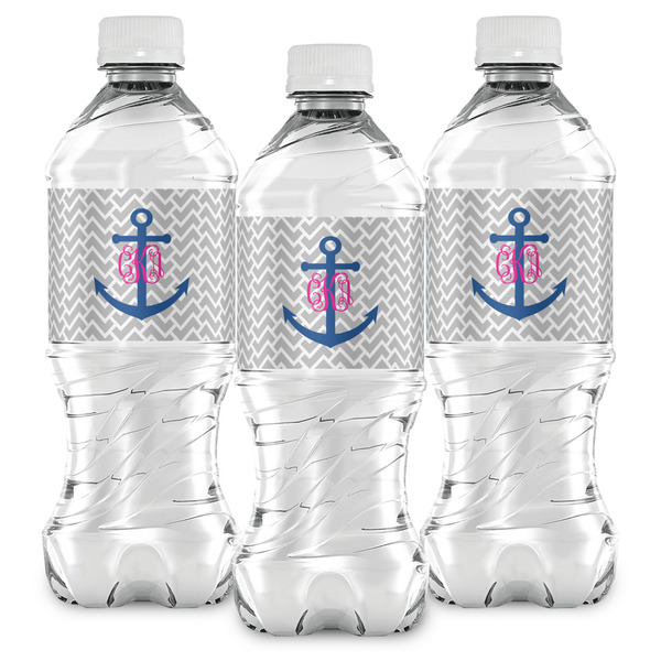 Monogram Anchor Water Bottle Labels - Front View