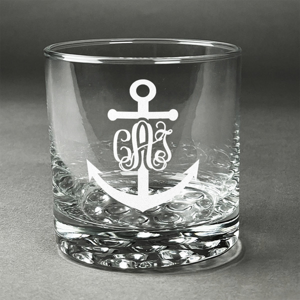 Custom Monogram Anchor Whiskey Glass - Engraved