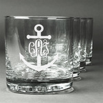 Monogram Anchor Whiskey Glasses (Set of 4) (Personalized)